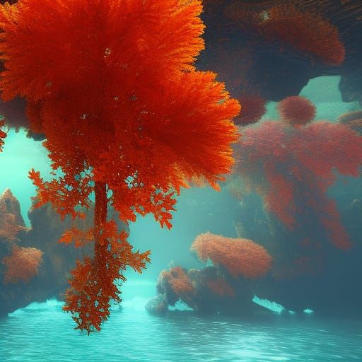 Autumn Leaves Underwater: Detailed Matte Painting