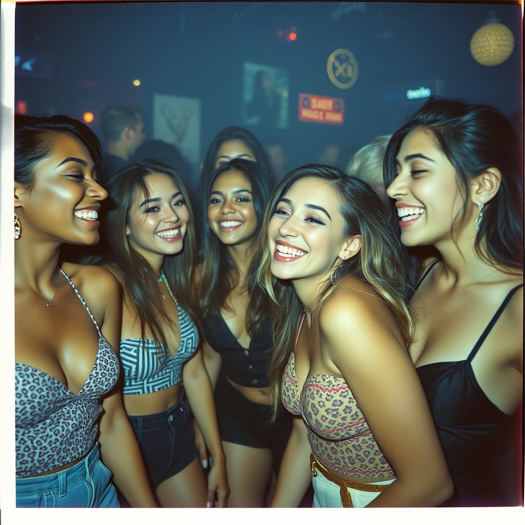 Diverse Women Celebrate in Candid Polaroid Style