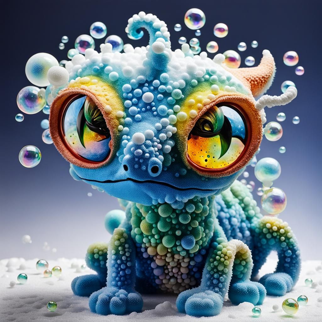 Abstract Iridescent Chameleon: Picasso Meets Burton