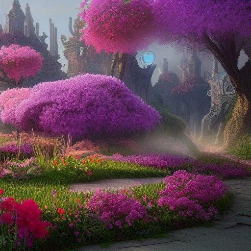 Fantastical Flowerbeds in Detailed Matte Painting
