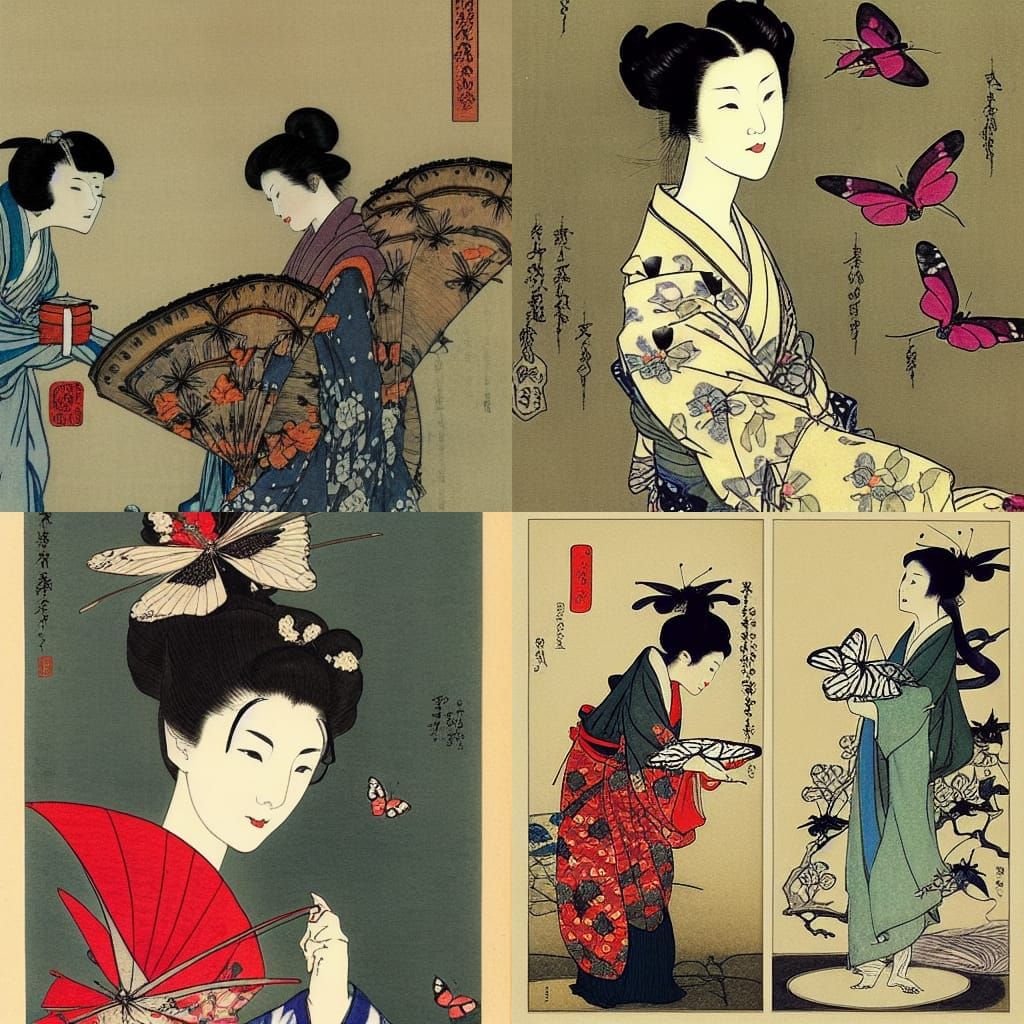 geisha and butterflies