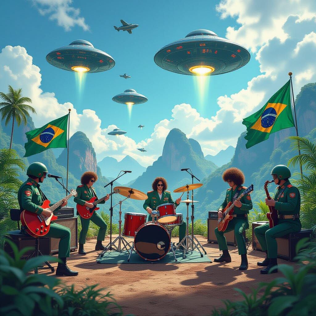 Rock Band Performs with Aliens at Brazilian Military Base