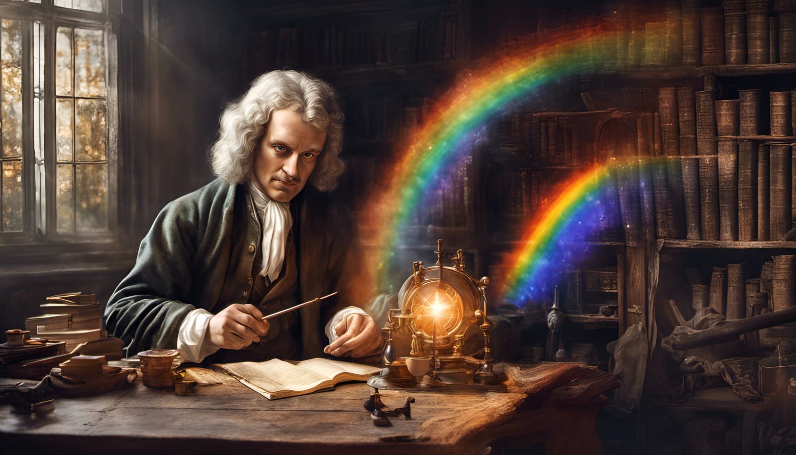 Isaac Newton's Light Experiment: Hyperrealistic Image