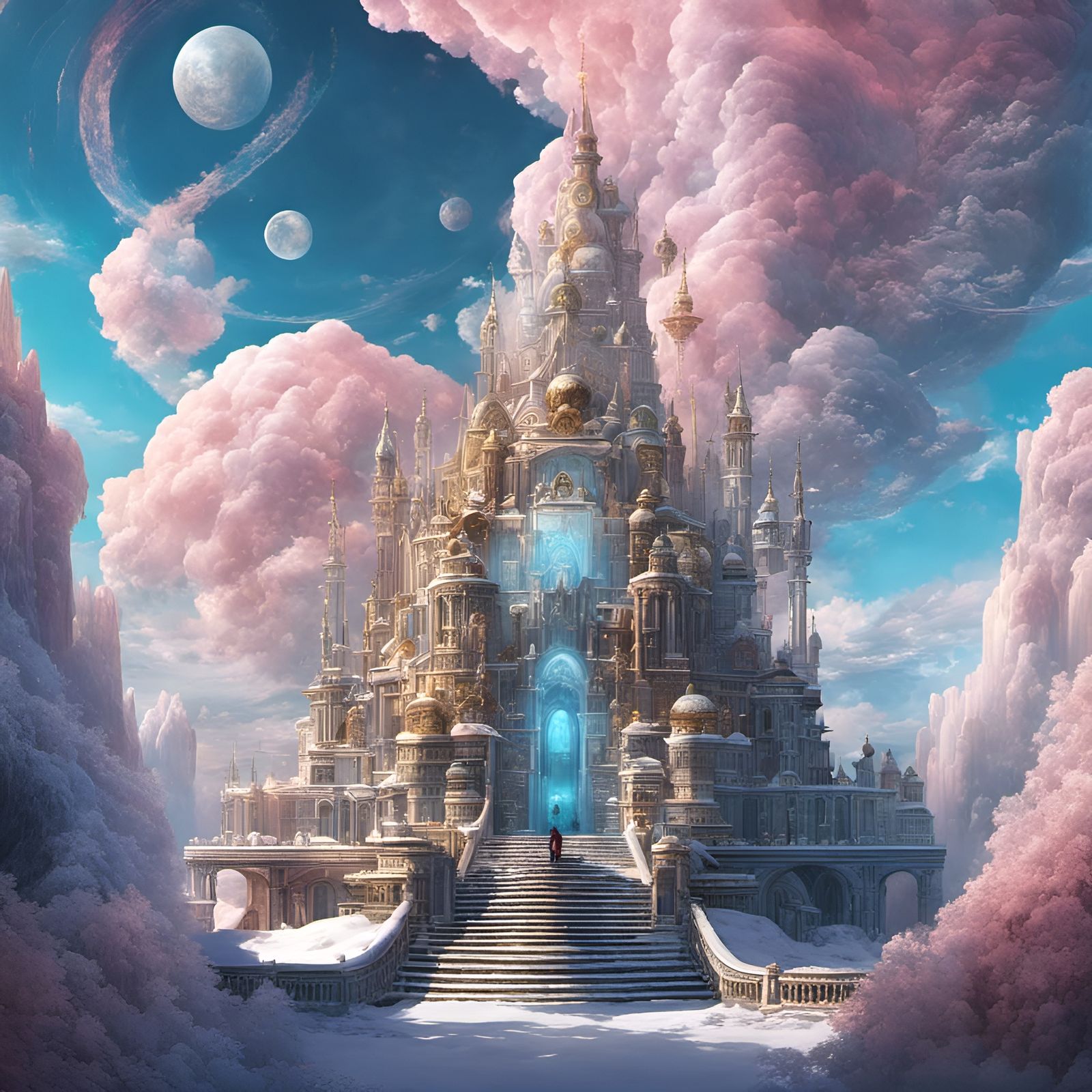 Surreal Cloud City Metropolis in Blizzard