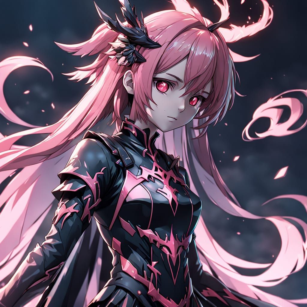 Ethereal Banshee Woman in Pink and Black Fantasy