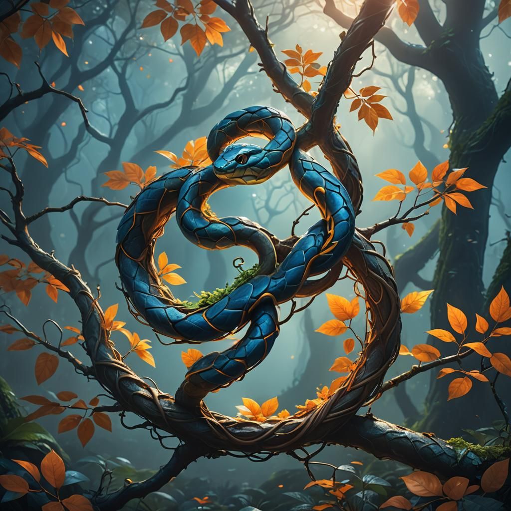 Mystical Forest Branch Twisted as a Snake