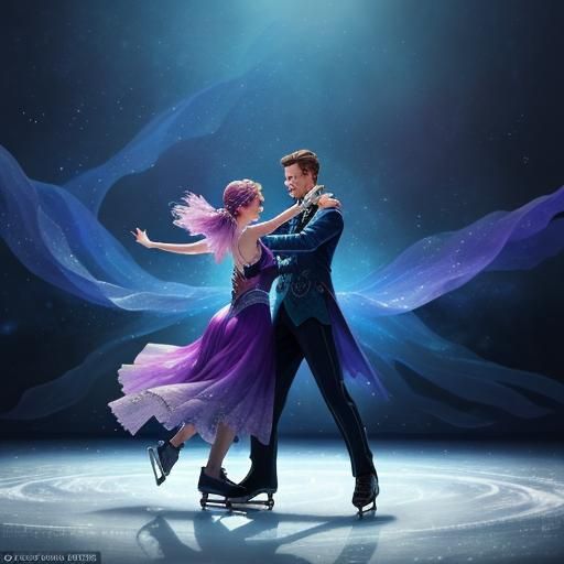 Ice Dancers in Watercolor Art Style