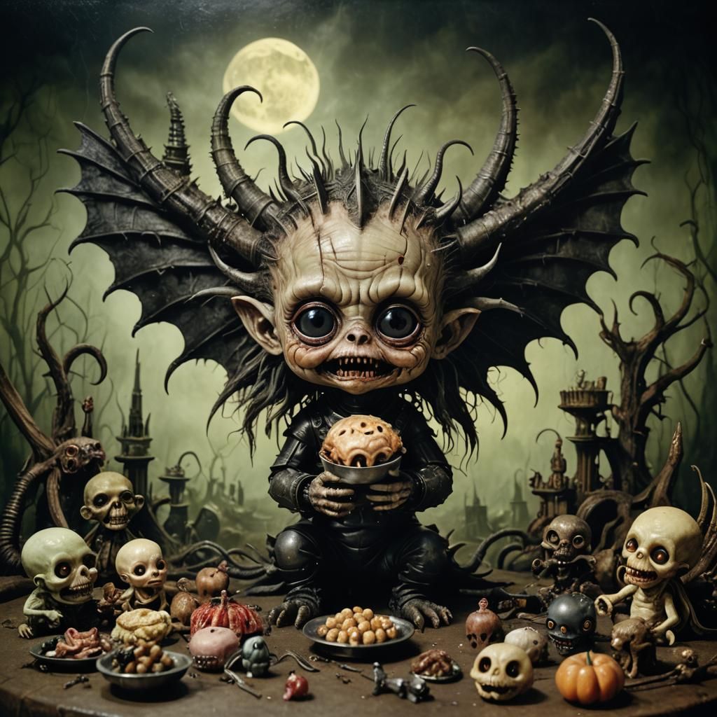 Surreal Dada Experiment: Chibi Cryptid Monster in Post Apoca...