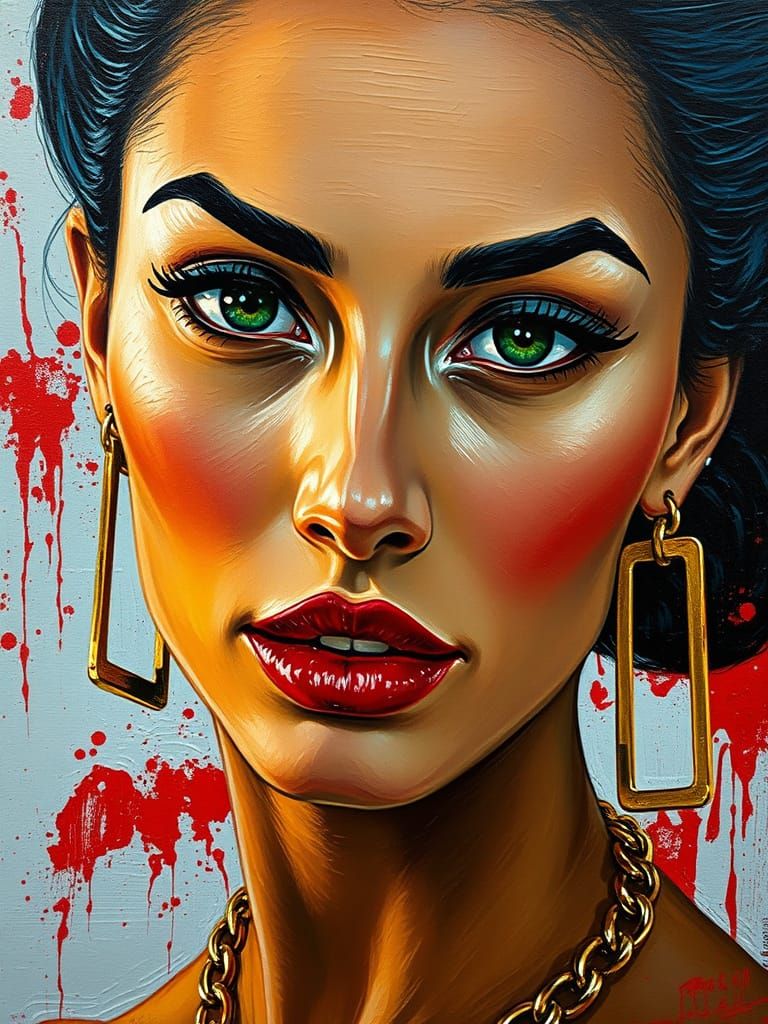 Impasto Oil Portrait of a Beautiful Asian Woman