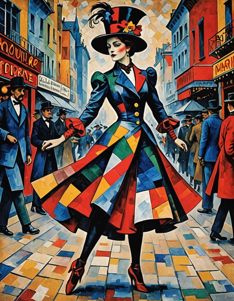 Abstract full body porträt french  beautiful dancer in mouli...