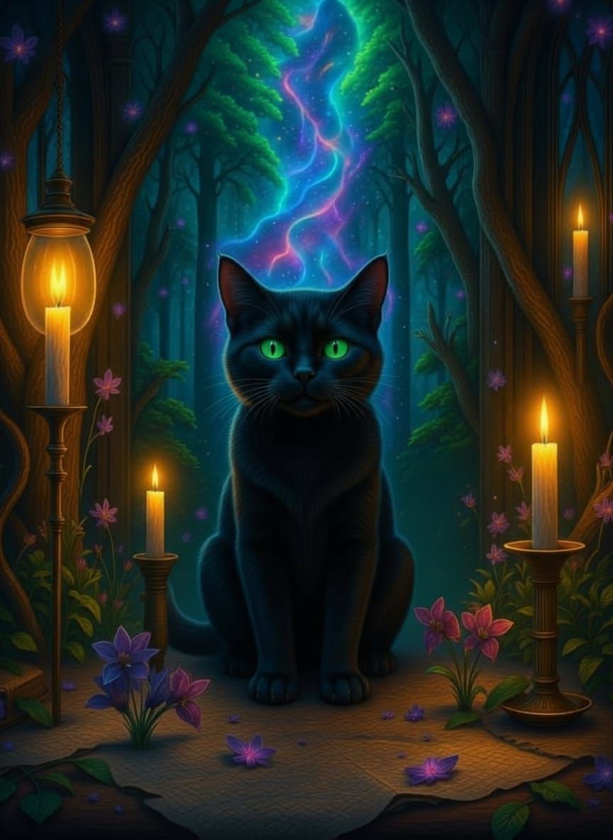 Albus the Cat in a Spectral Forest