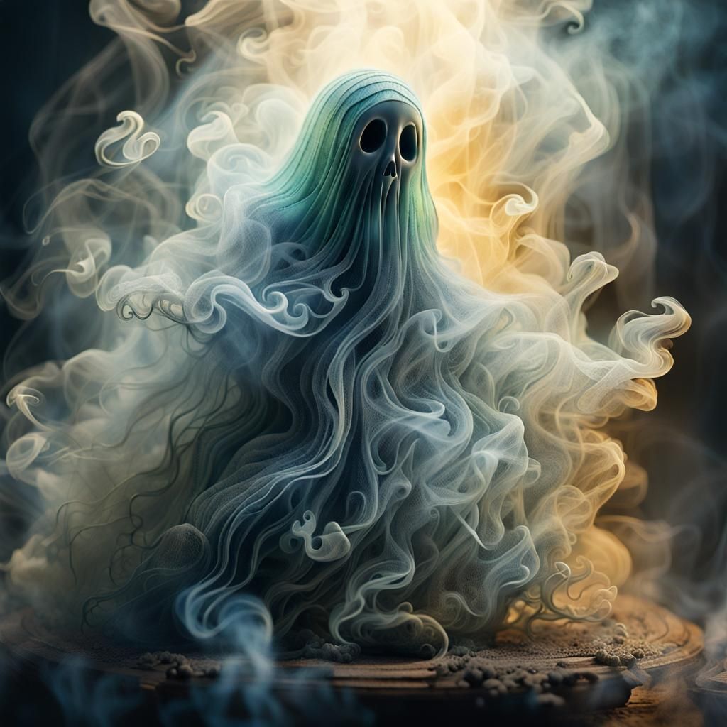 Surreal Smoke Ghost in Mixed Media