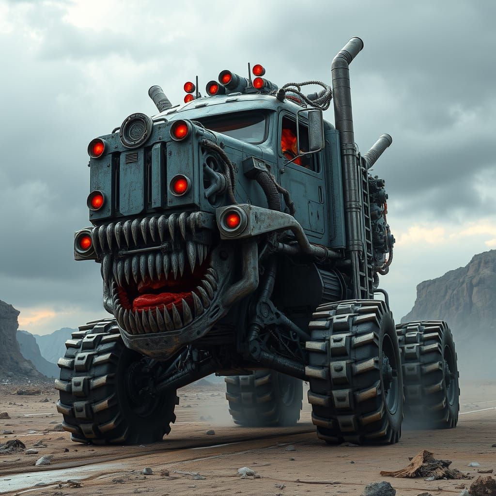 Mutant Monster Truck Unleashes Fury in Post-Apocalyptic Wast...