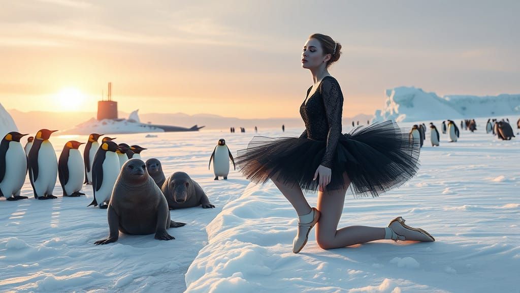 Ethereal Ballerina in the Frozen Desert of Antarctica