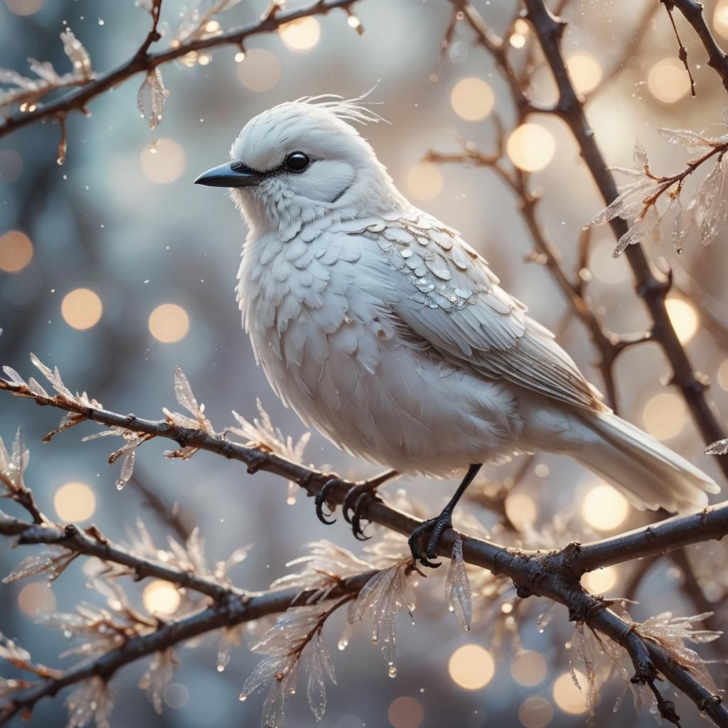 Magical White Bird Concept Art in Macro Photography