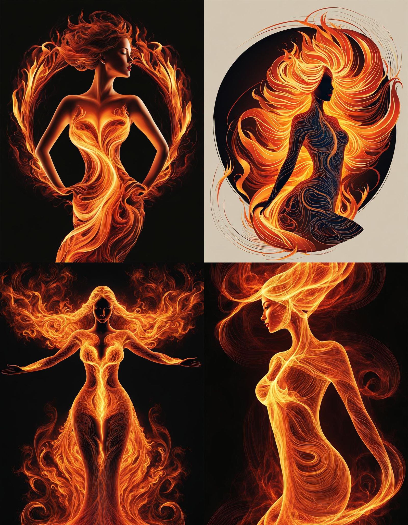 abstract woman on fire