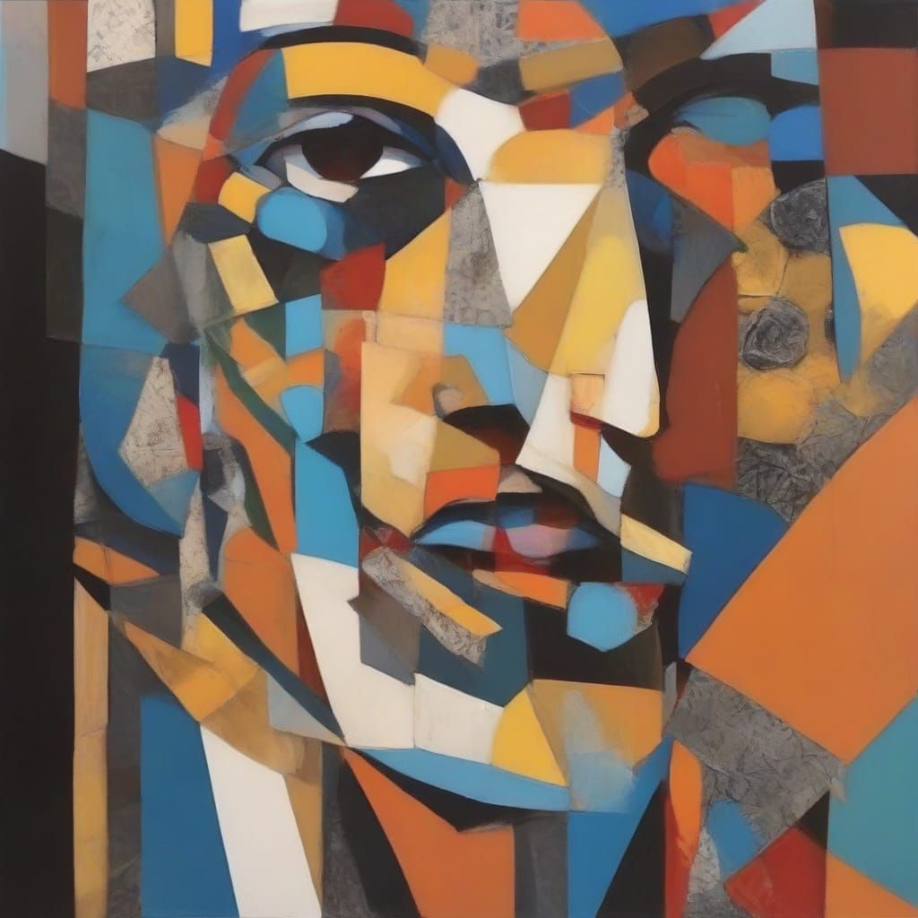 Vibrant Cubist Portrait of Brother Bretzel in Dashiki