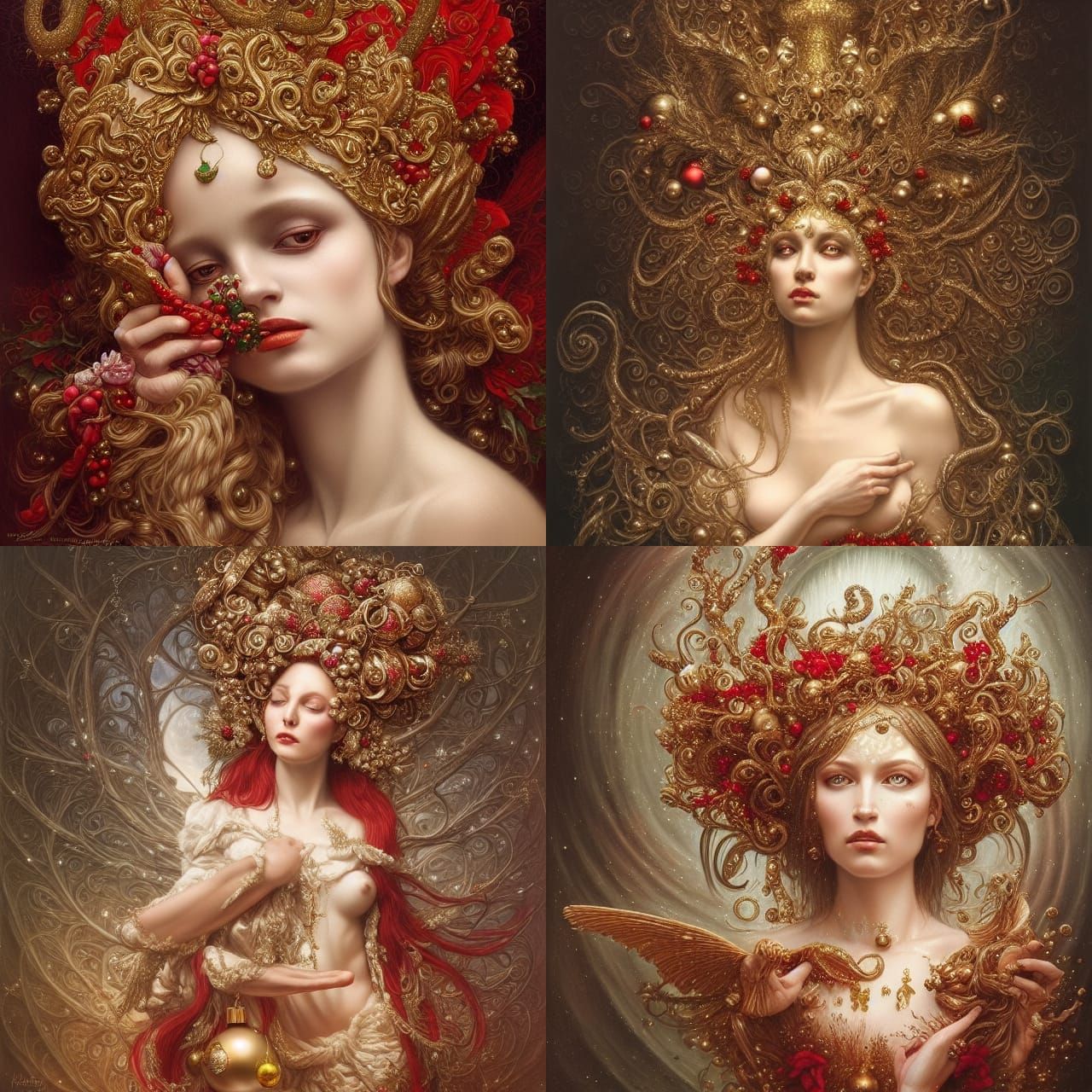 Christmas Goddess with Filigreed Ornament Jewelry