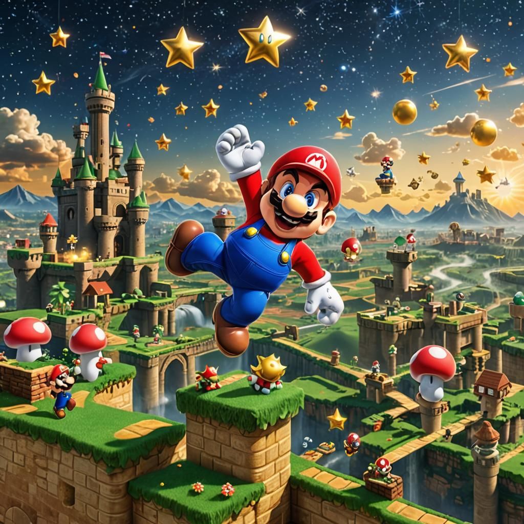 Super Mario Leaping for Golden Star