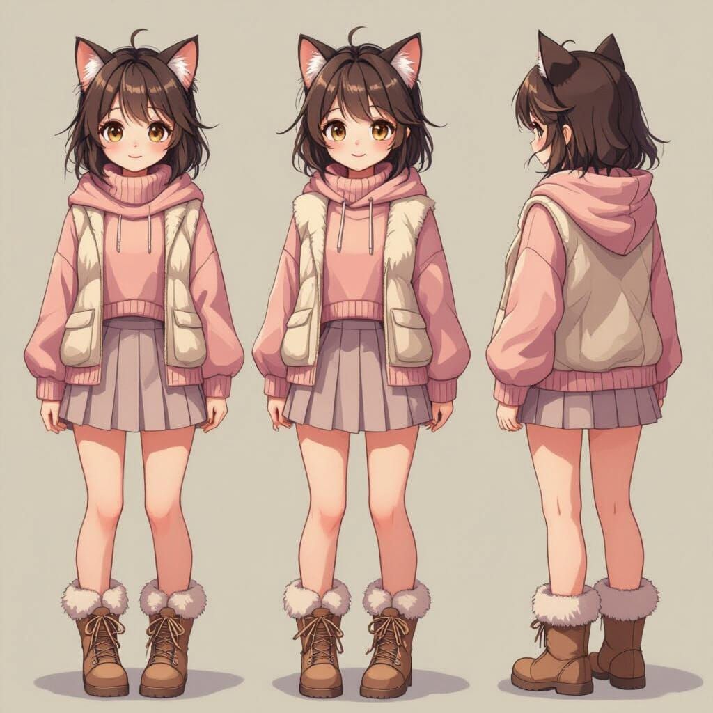Anime Boy in Pastel Outfit with Cat Eyes