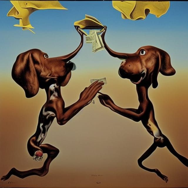 Surreal Horror: Illegal Dog Fight in Salvador Dali Style