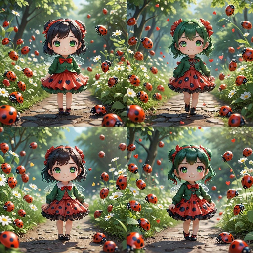 Chibi Ladybugs in Valentine's Day Wonderland