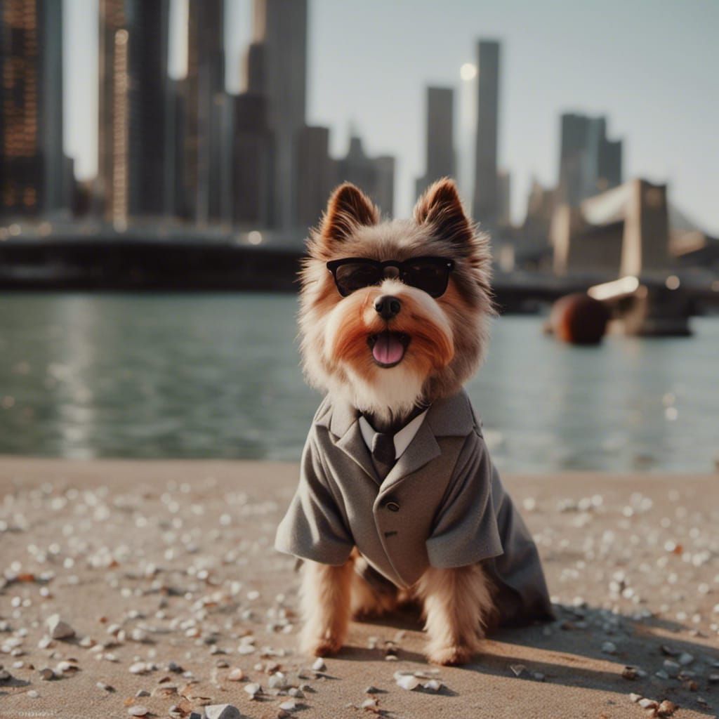Dog Posing with Marina Bay Sands in Background