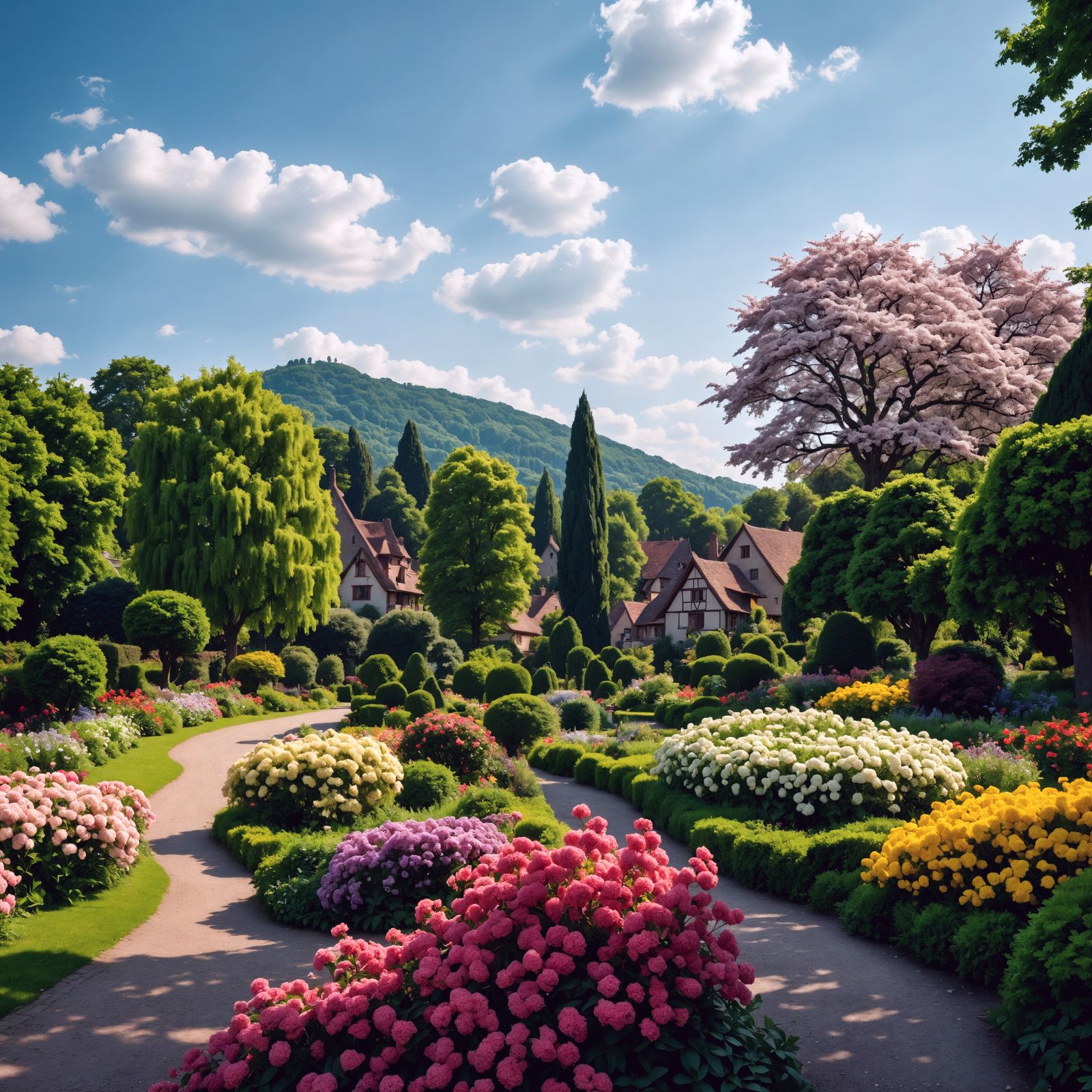 Village in a Garden Park - Hyperrealistic HDR Photography