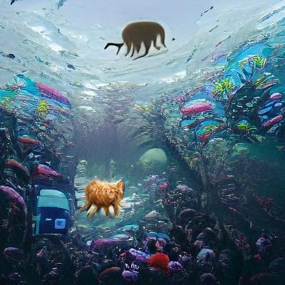 Surreal Underwater Cat Image