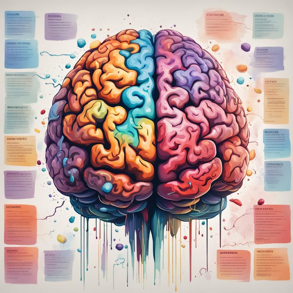 Hyperrealistic Brain Anatomy Illustration with Detailed Labe...