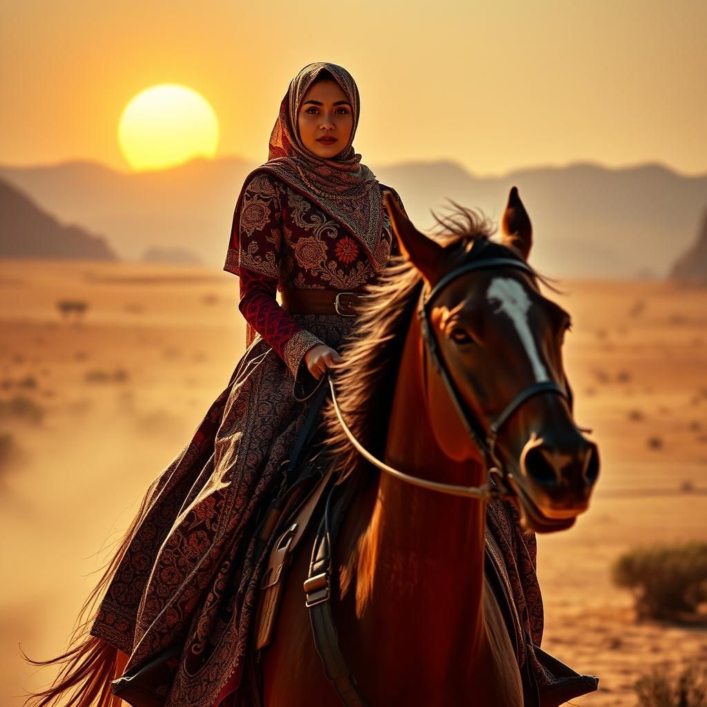 Javanese Woman Rides in Spaghetti Western Landscape