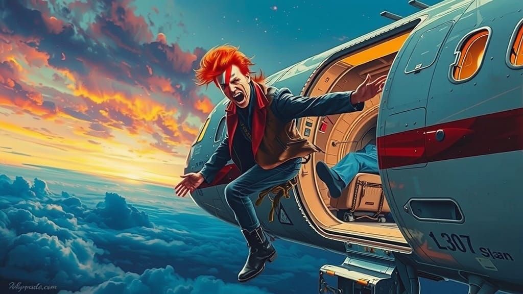 David Bowie's Dramatic Fall From Airplane in Stormy Sky