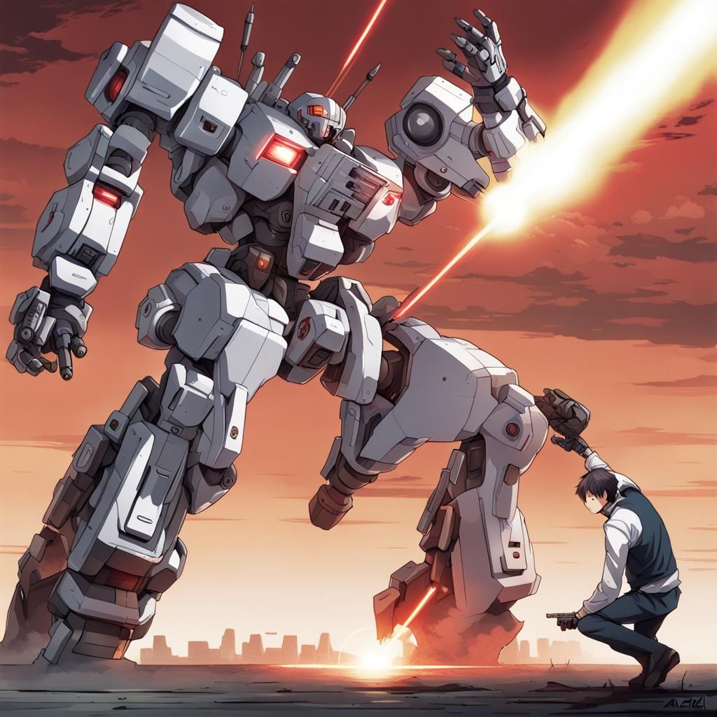 Giant Mechs Battle in Anime Style