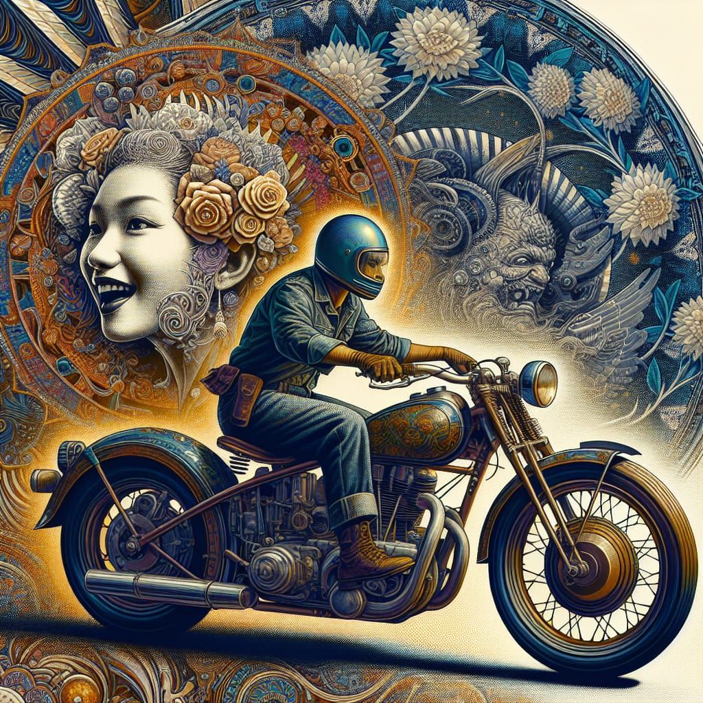 Realistic Biker Girl Film Poster Art