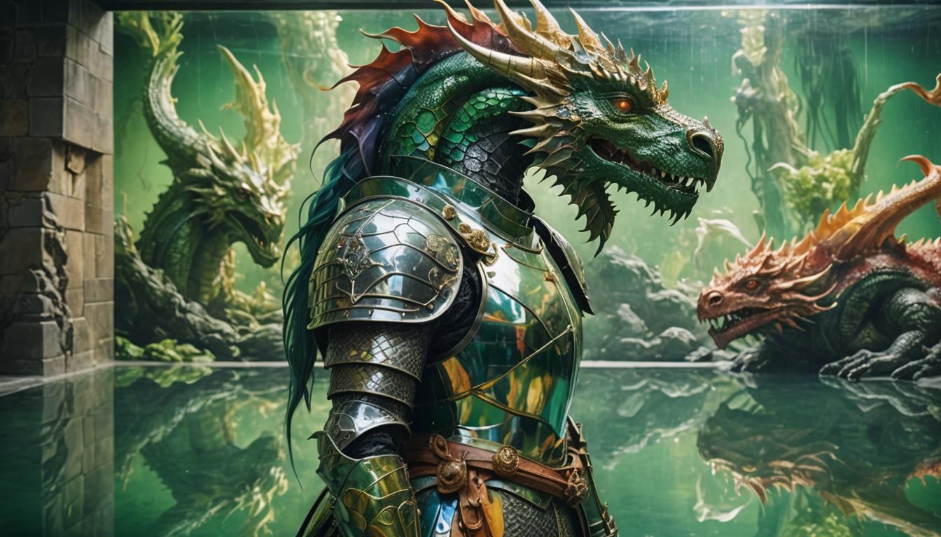 Armored Knight with Dragon Reflection