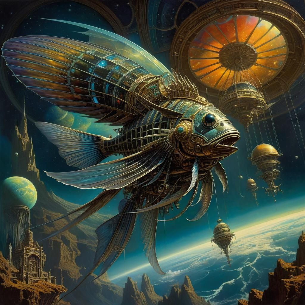 Ezekiel's Flying Fish Machine: Surreal Space Art