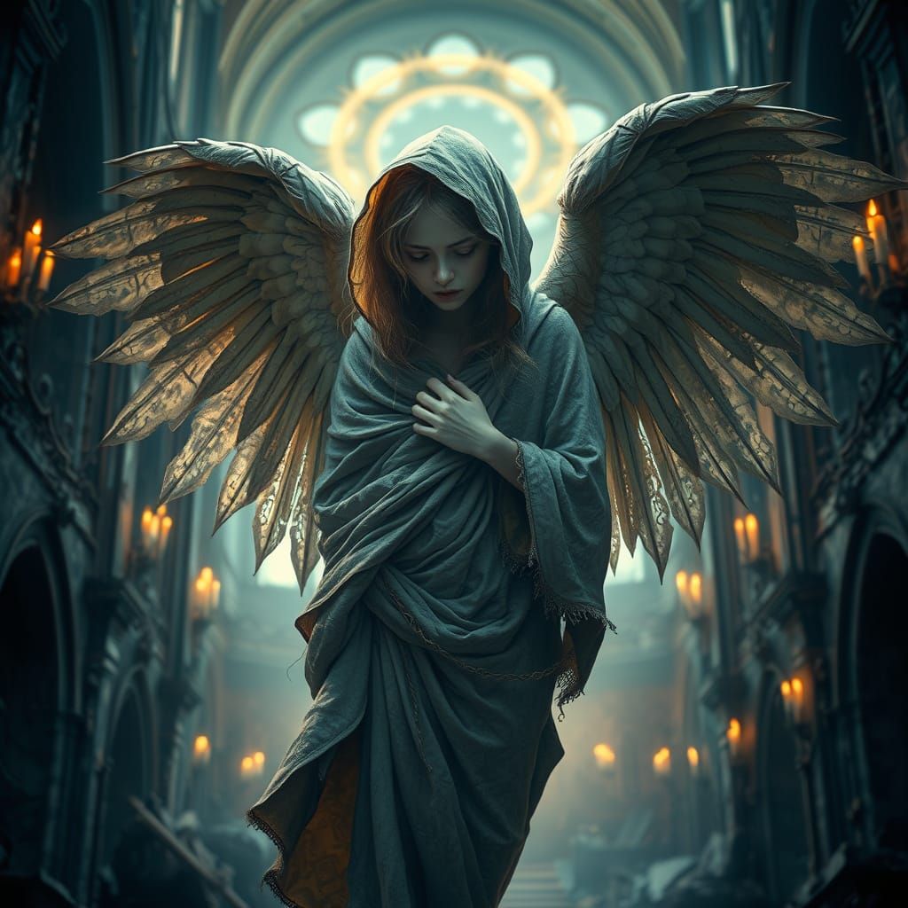Shattered Angel in Gothic Ruins