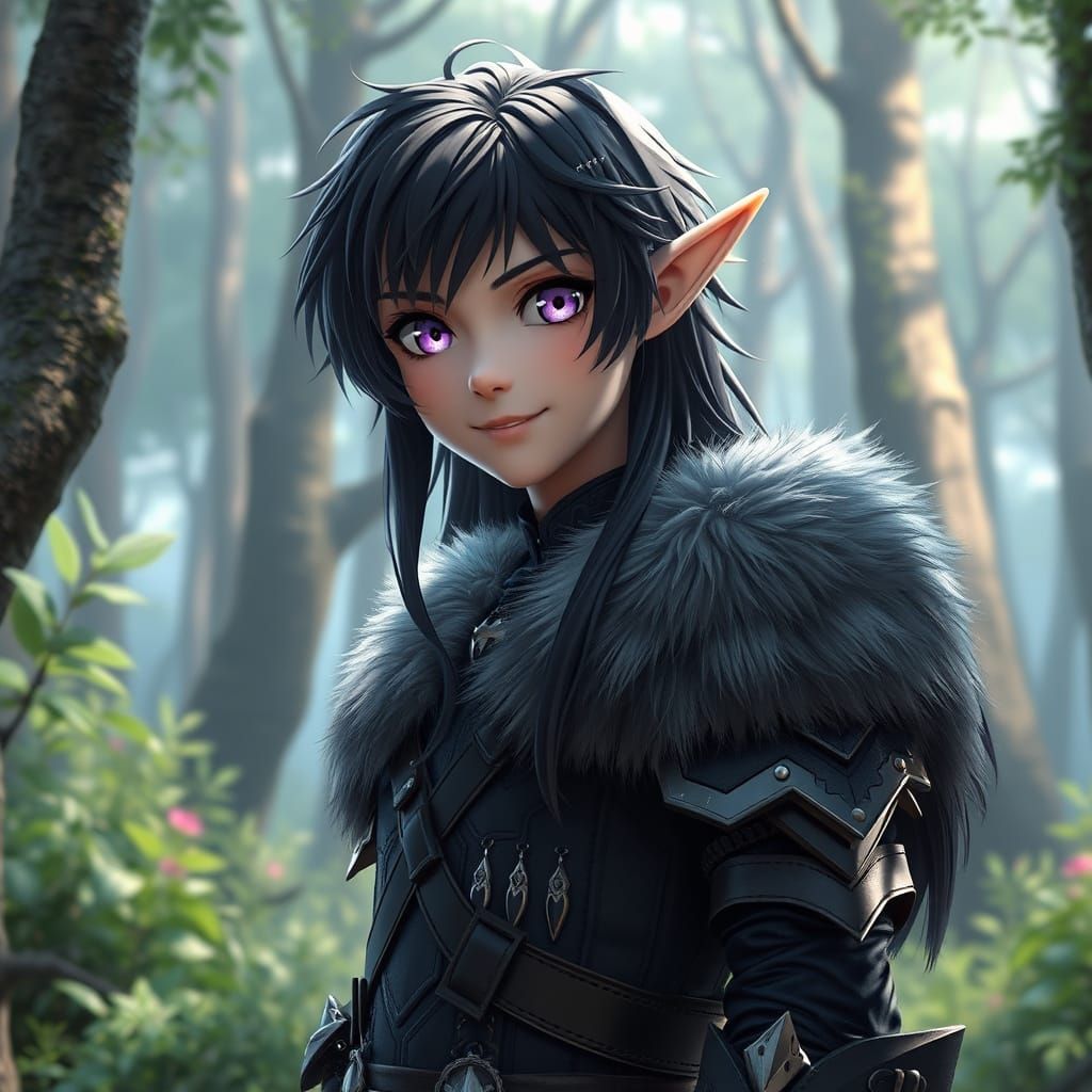 Elven Boy in Enchanted Forest: 3D Anime Art