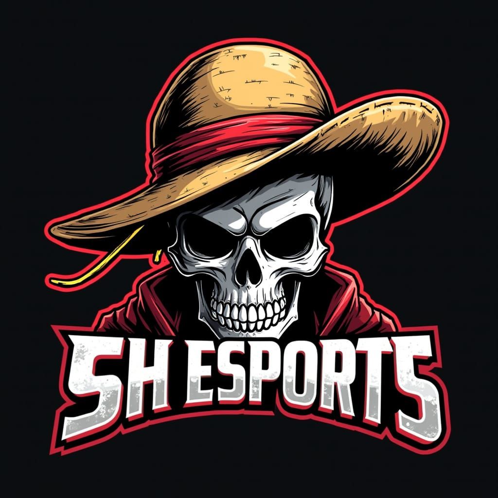 Anime-Inspired Logo for SH ESPORTS with Dynamic Skull and St...