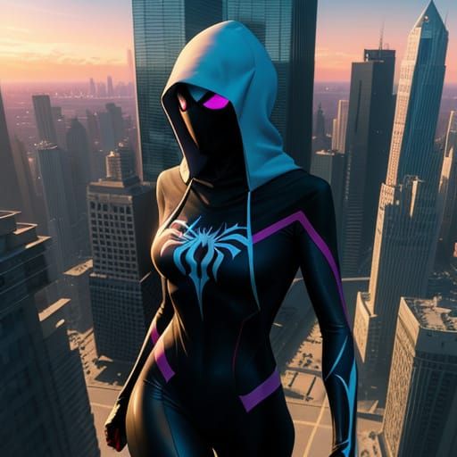 Giant Spider Gwen in Comic Book Style