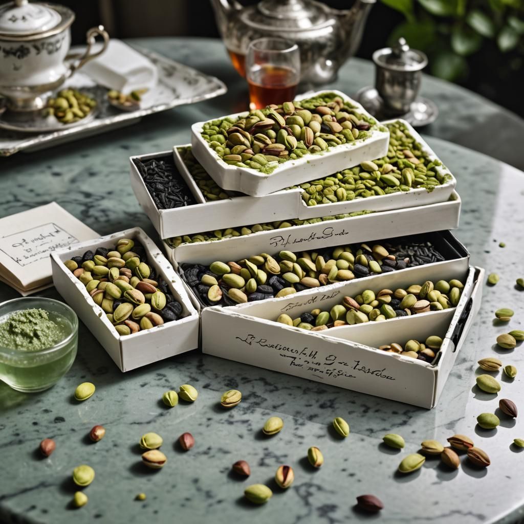 Pistachio Soap Overflowing from Ornate Box, Matte Painting