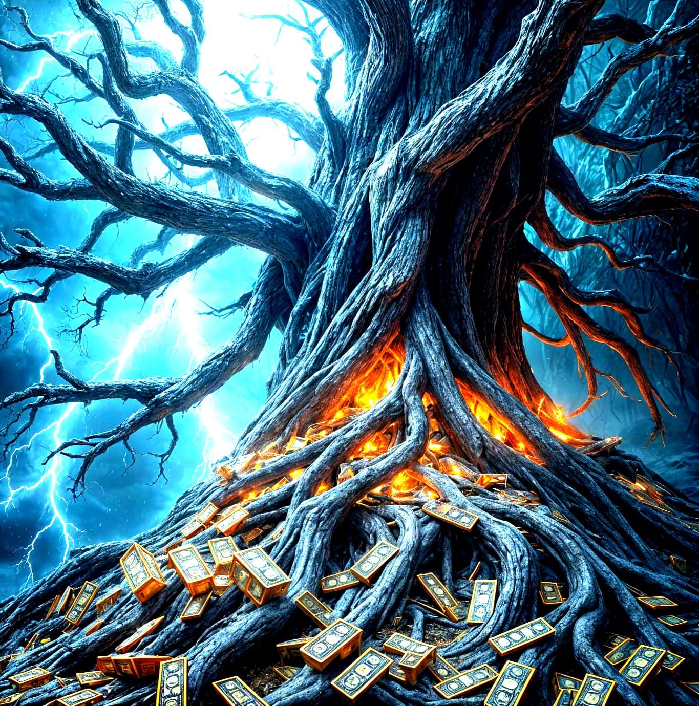 Money Roots: Dark Fantasy Art in 8K
