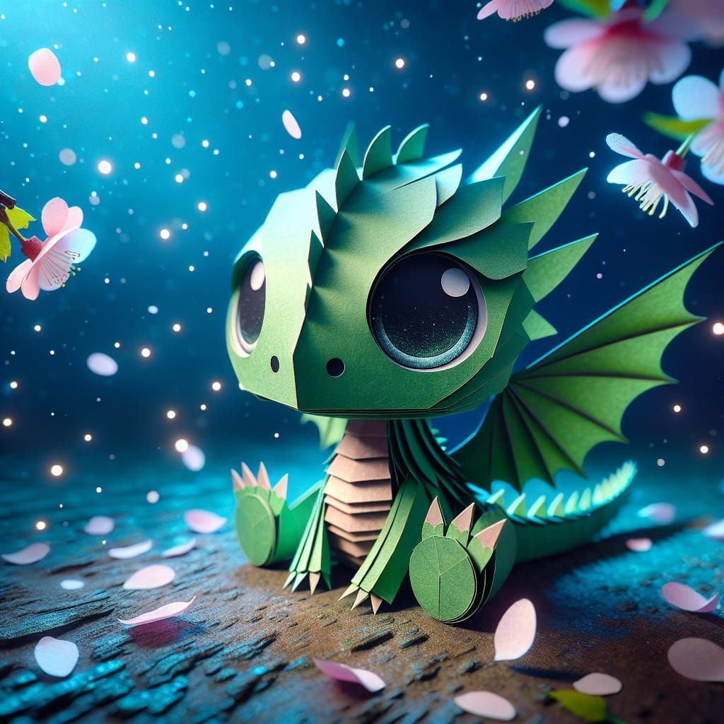 Charming Papercraft Dragon with Firefly Scales