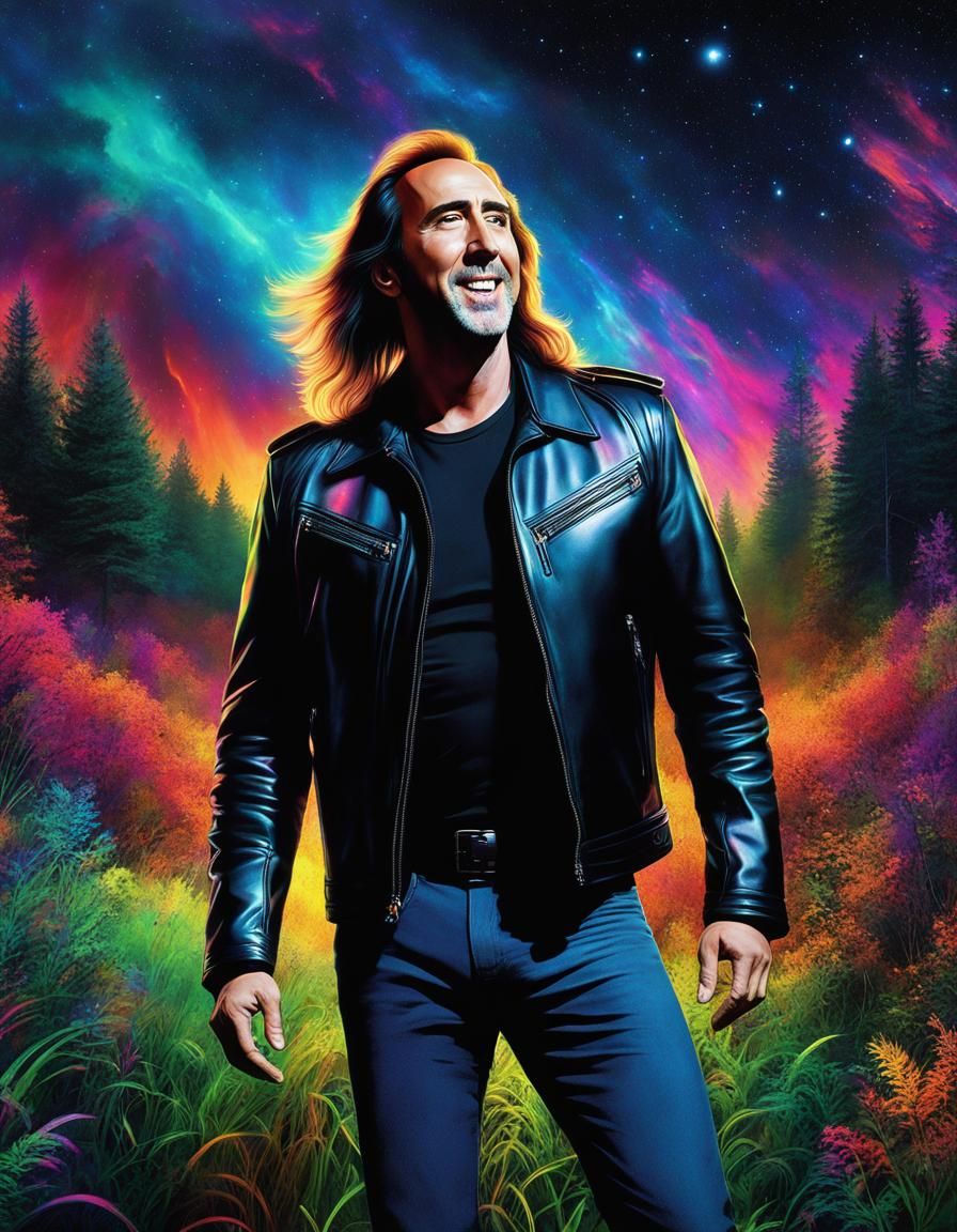 Nicolas Cage in the psychedelic forest