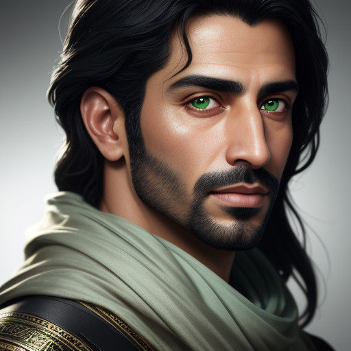 Surrealistic Portrait of a Middle Eastern Man in Ultrafine D...