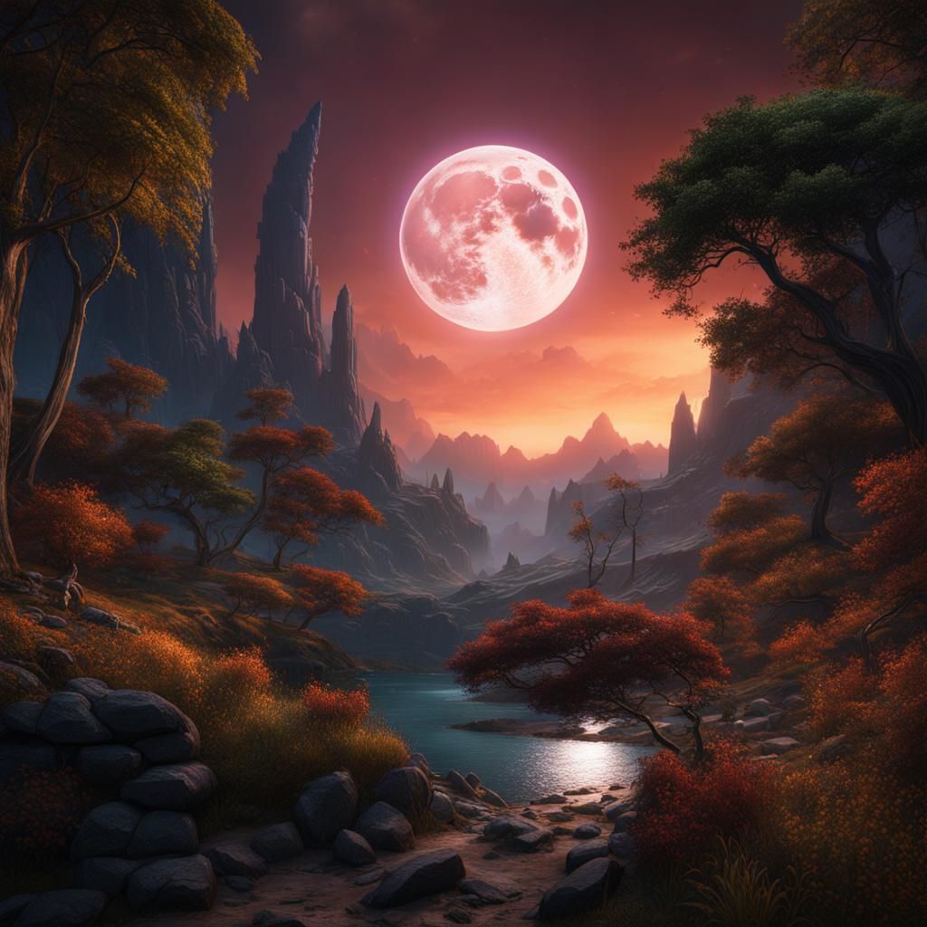 Fantastical Half Moon Matte Painting