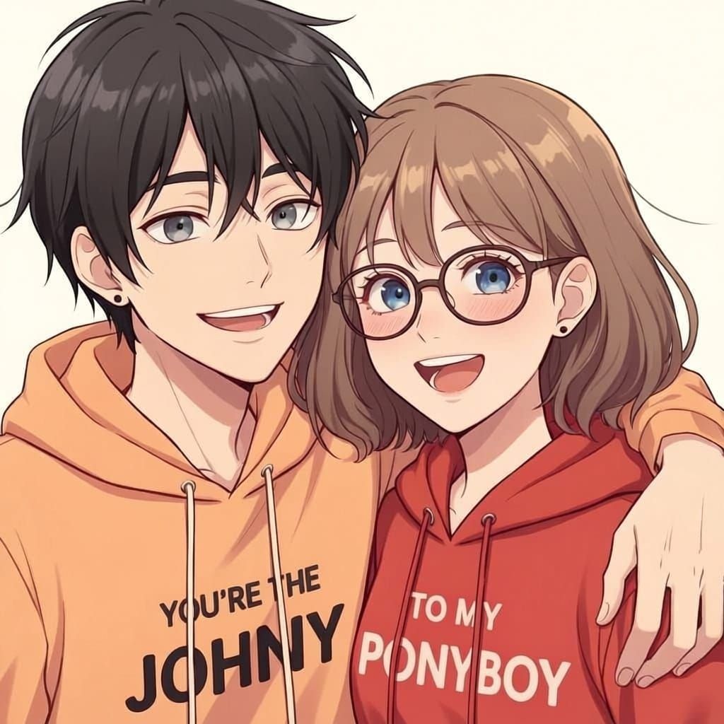 Anime Style Best Friends in Matching Hoodies
