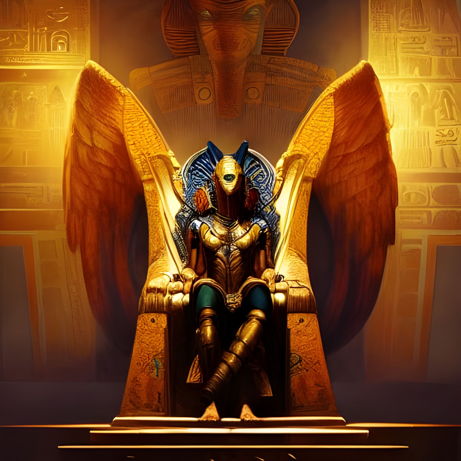 Mummy Lord on Golden Throne: Dark Fantasy Art