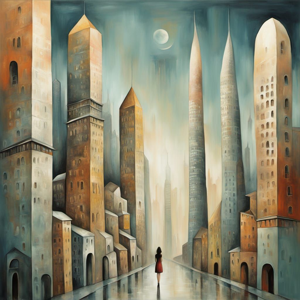 Surreal Cityscape in a Dreamlike Mindscape
