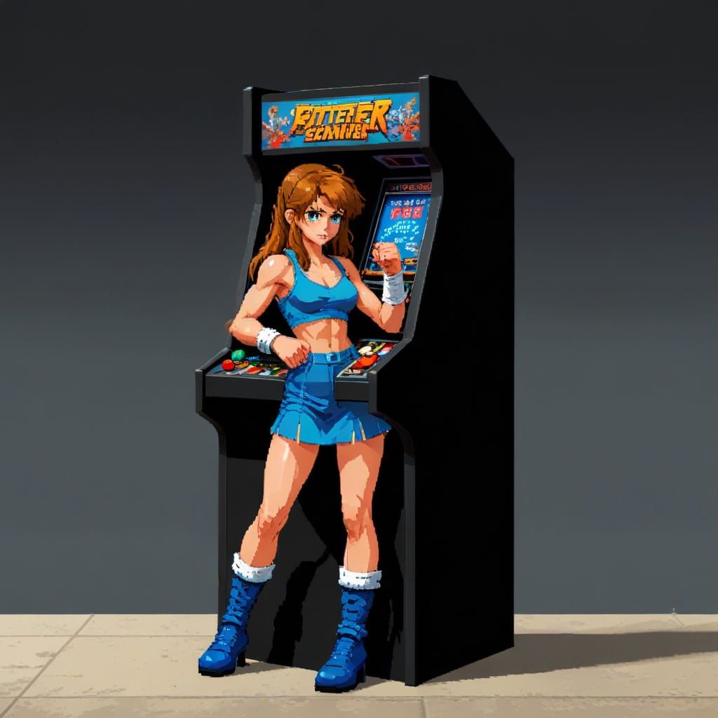 8-Bit Fighter in Arcade Game Style